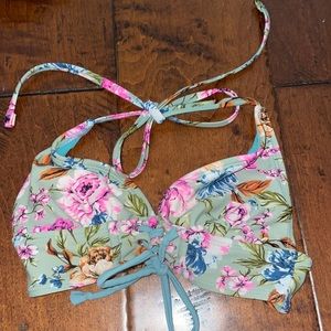 Green floral extra small target swimsuit top